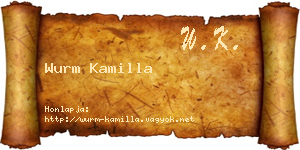 Wurm Kamilla névjegykártya